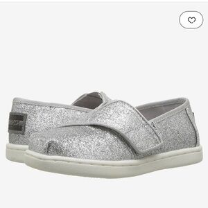 Toms Toddler Alpargata Silver Iridescent Glimmer Slip On Shoes 5‎